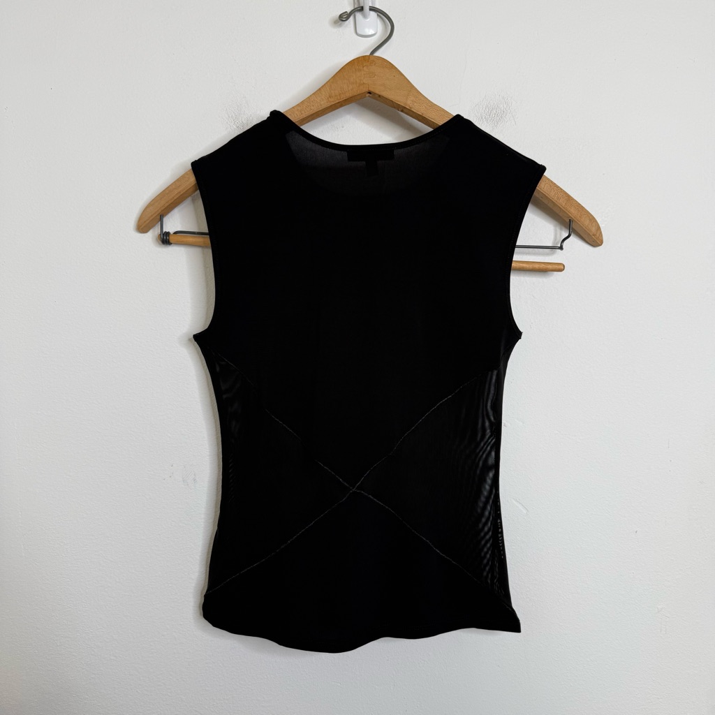 Miaou Sasha Sleeveless Fitted Top Black Mesh Y2k Fairly Grunge Sheer S Designer — image 4 of 8